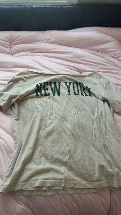 Hollister beige "new york"  off the shoulder baggy shirt in size XS
