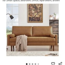 HIFIT 68" Faux Leather Couch Mid Century Modern Sofa Couch