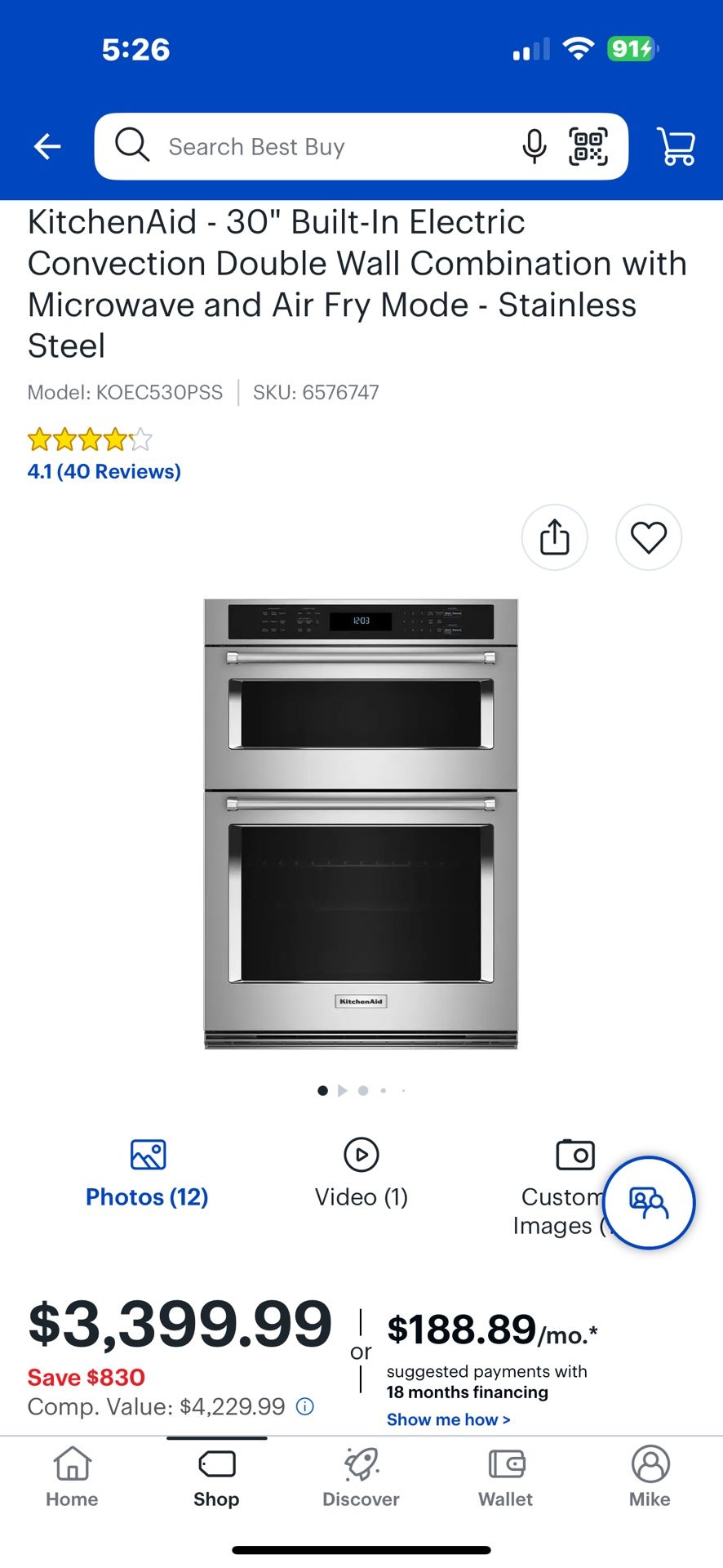 NEW KITCHEN AID 🤗AIRFRY 🤗 30” CONVECTION ELECTRIC OVEN MICROWAVE IN BOX 3/28/25.