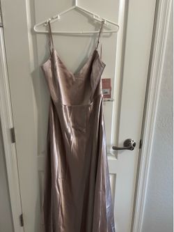 Birdy Grey Satin Slip Bridesmaid Maxi Dress — Taupe/Champagne, Size 2XL — 🏷️ NWT