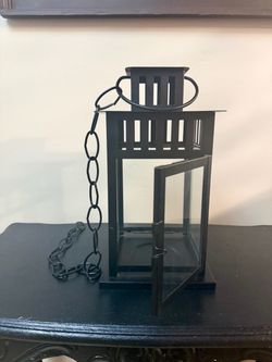 Ikea metal and glass lantern with candle