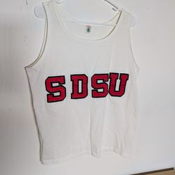 Vintage 90s SDSU Tank Top Made in USA Stitched Applique San Diego State Size Large