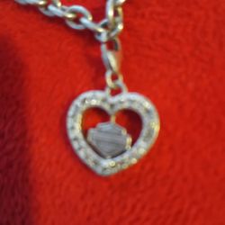 Harley Davidson 8 " Bracelet 925 With Harley Davidson Heart Charm 925