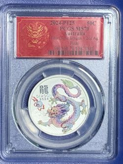 Pcgs ms70 Year of Dragon Pink
