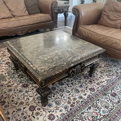 6 Pice Leather Couch Sofa Set With Coffee Table