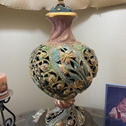 Vintage Capodimonte Lamp With Original Shade 
