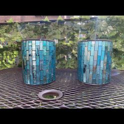 Brand NEW 2 6” Plant, Candle Glass Holder Rainbow Affect 