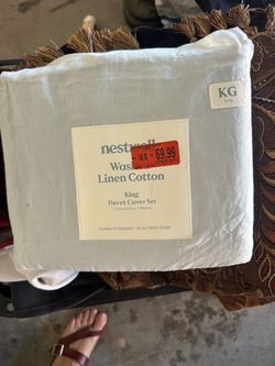 Nestwell Washed Linen Cotton King Duvet Cover Set