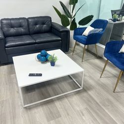 Modern White Coffee Table with Decor