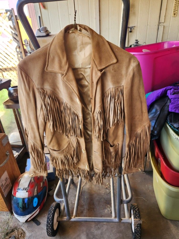 Vintage Leather Suede Fringe Jacket