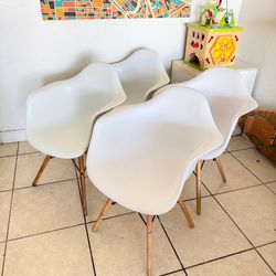 White Molded Plastic Armchairs (set of 4) Eames Herman Miller inspired