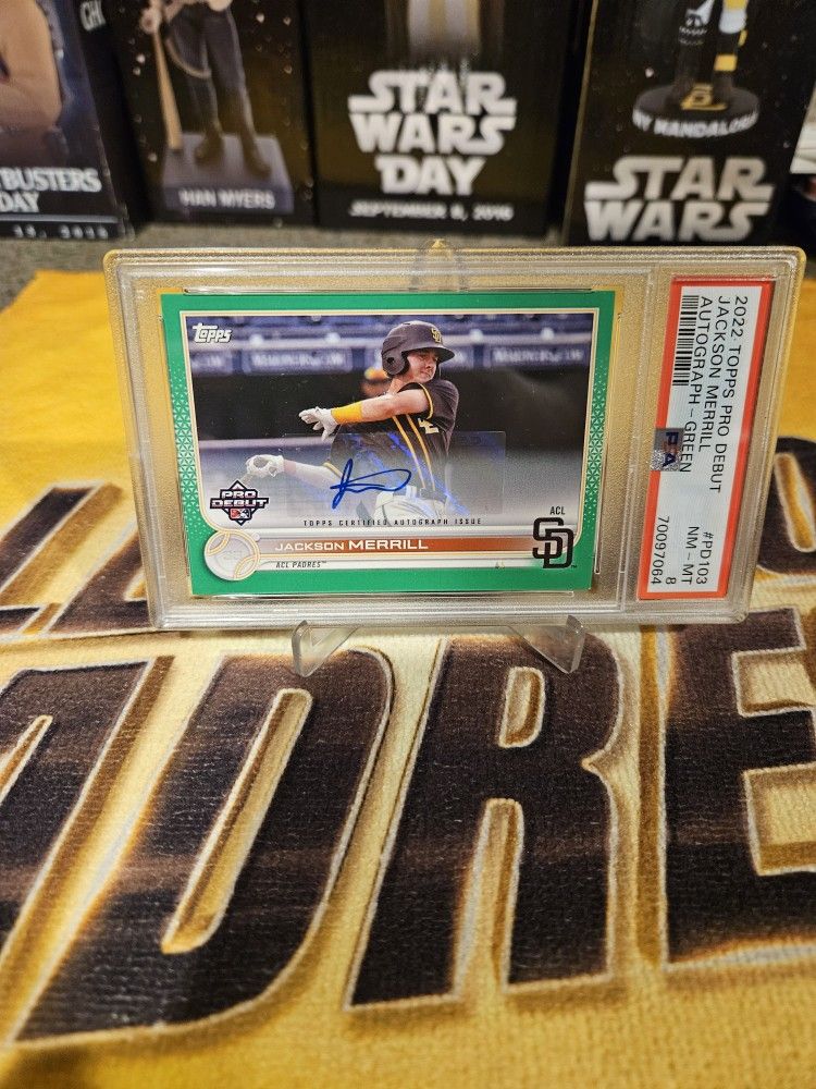 Jackson Merrill 2022 Topps Pro Debut Auto Green #PD-103 #/99 PSA 8 Padres