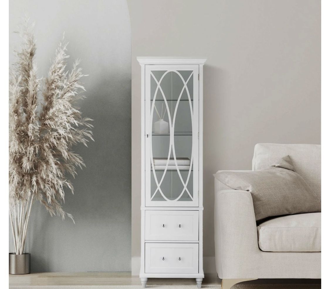 Pier 1 Linen Tower Bathroom Cabinet White Adjustable Shelves