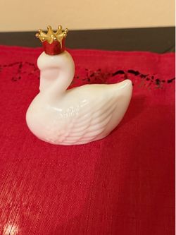 Vintage Avon Topaze Cologne Swan Bottle with Gold Crown 1 oz