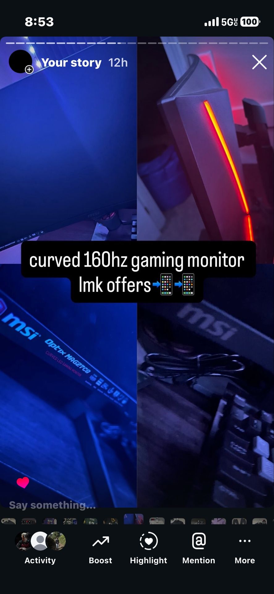 perfect condition no problems MSI 160 Hz gaming monitor