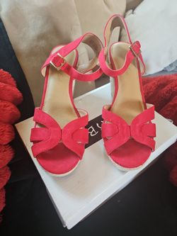 Red wedges sandals