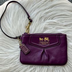 Coach Purple Leather Wristlet Wallet 