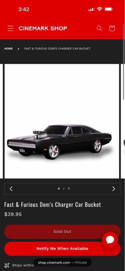 Fast and furious charger popcorn bucket