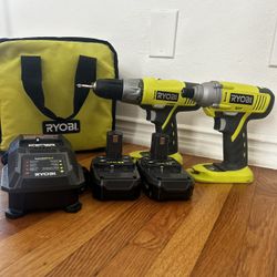 $60 Ryobi Drill set With Charger And Two Batteries