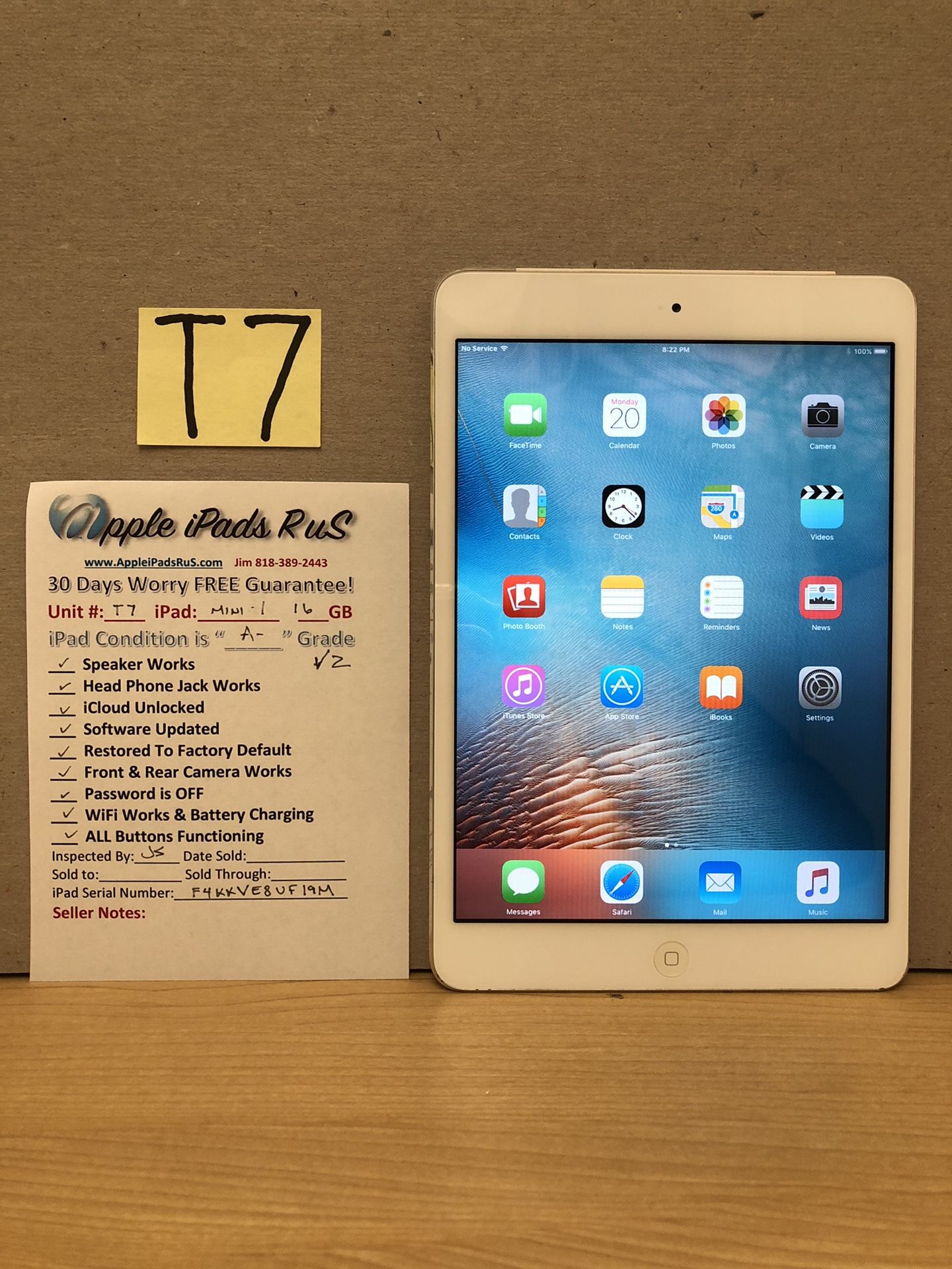 T7 - iPad mini 1 16GB Cell-VZ