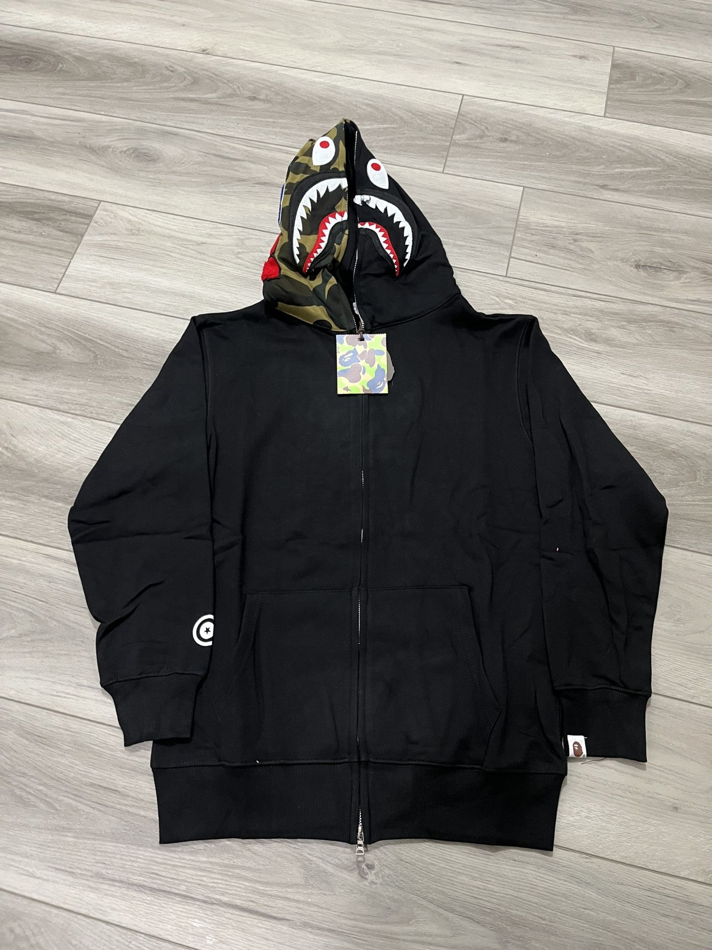 Bape Black Camo Hoodie Size Large