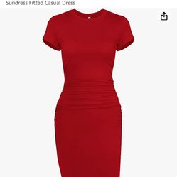 Dress Red Bodycon Business Midi