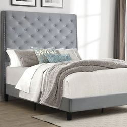 Brand New Queen Size Grey 6foot Tall Bed Frame With New Mattress/Fast Delivery