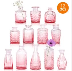 12 Pink gradient Glass Bud Vase