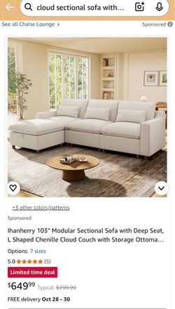 Ihanherry 103" L-Shaped Modular Sectional Sofa