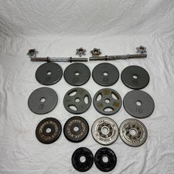 Dumbbell Set: Handles, Plates, Clips - 55LBs