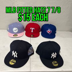MLB New Era Texas Rangers And New York Yankees Blue And Red 59fifty Fitted Hats Size 7 7/8 