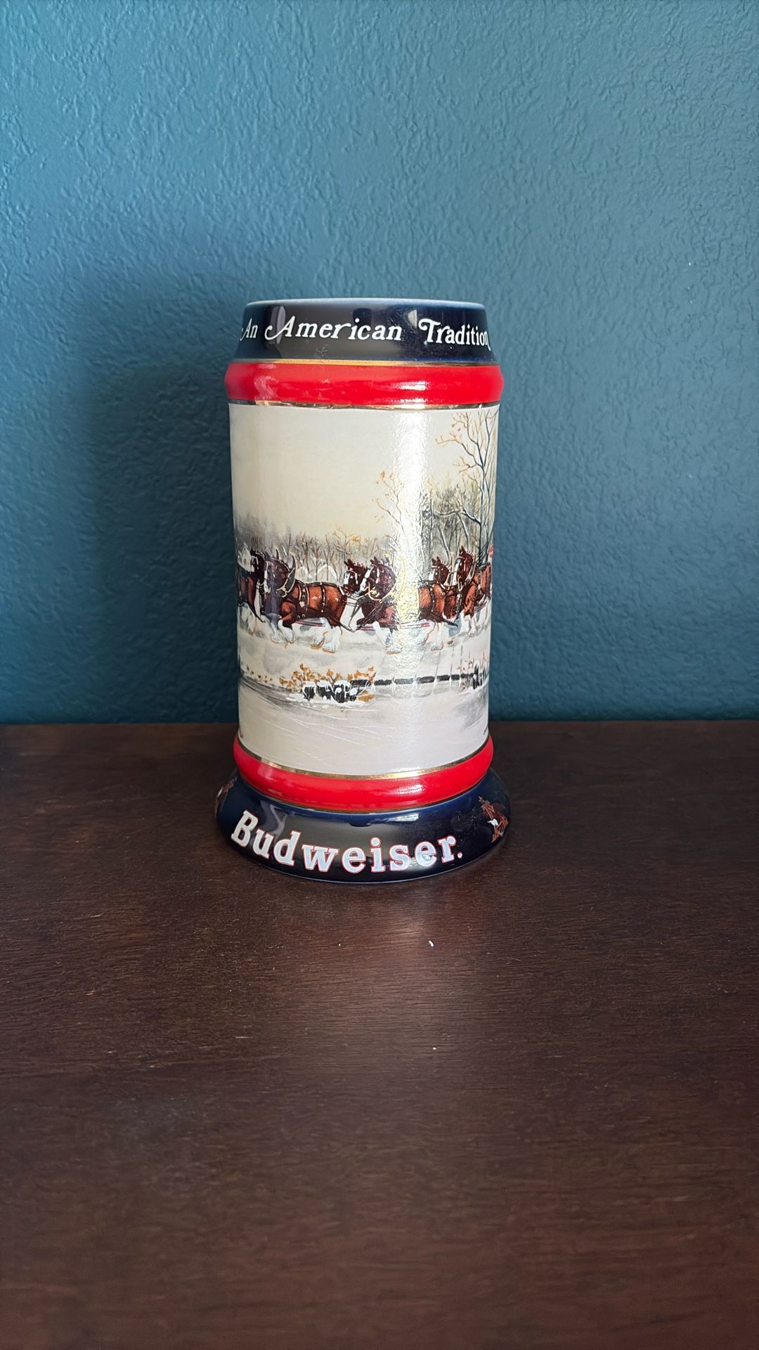 Vintage Budweiser 1990 Holiday An American Tradition Collector Series Stein Mug