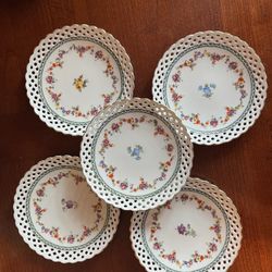 Dresden Floral Motif Vintage Plates