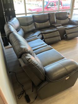 New sectional sofa with three power recliners on sale now the Miss