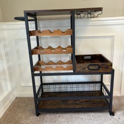 Bar Cart W/ Wine Rack 