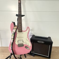 Pink Electric Guitar & Amp 