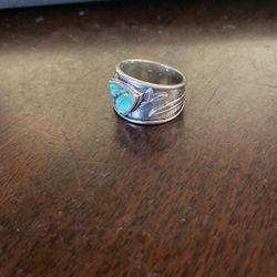 Ring Silver 925 With Colored Turquoise Stone Size 9