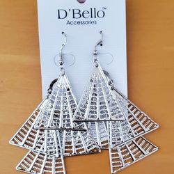 NEW D'Bello Silver & Triangle Dangle Earrings