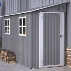4 X 10 FT- Metal Outdoor Storage Shed with Foundation And 2 Windows,