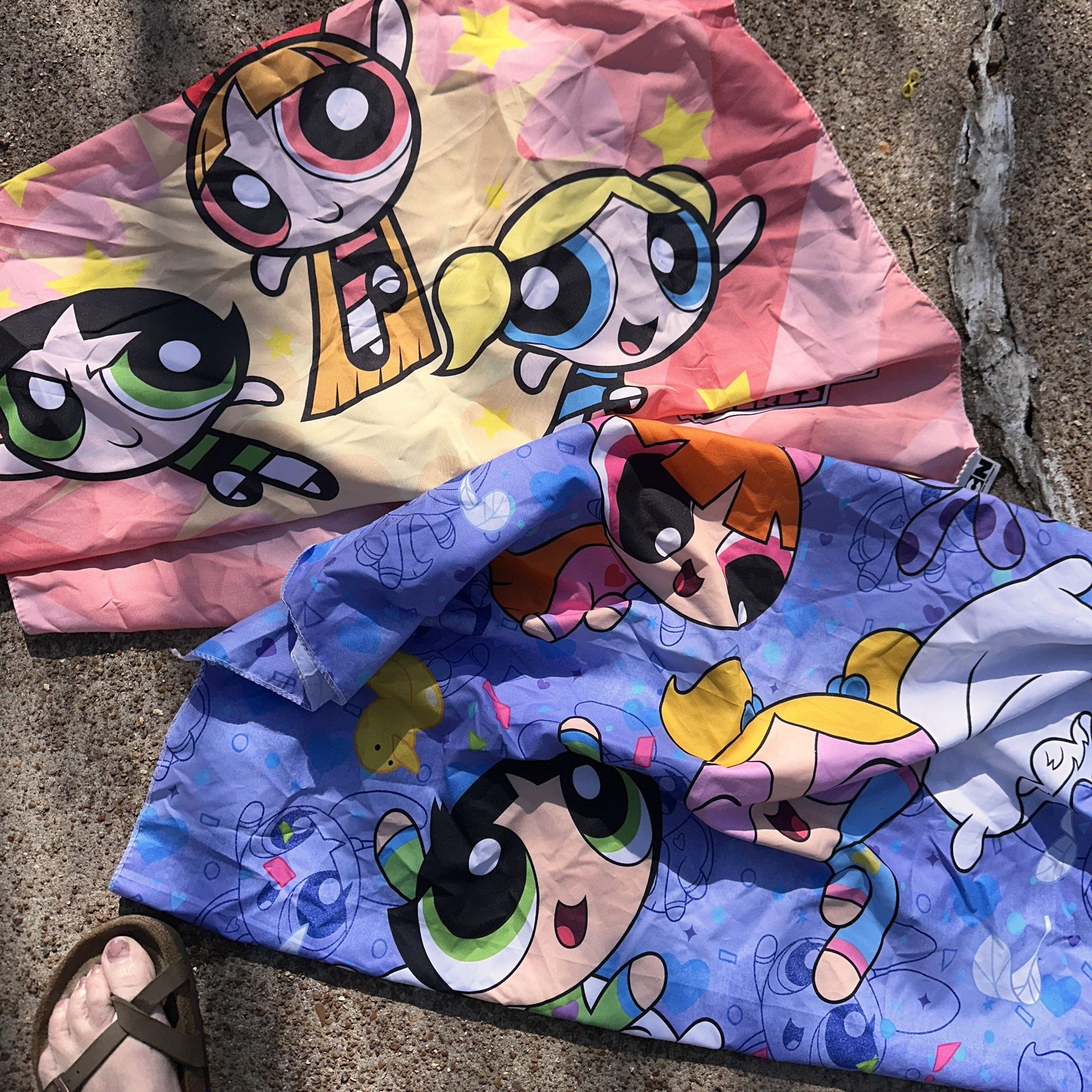 POWER PUFF GIRLS Cartoon Network Throw, Flag, Wall Hanging Bundle Two Pieces Pink Purple 225