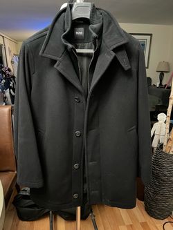 Hugo Boss Men's Black Wool Overcoat
