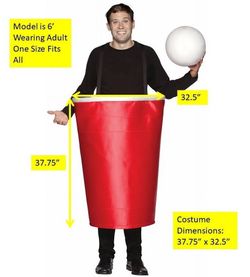 BRAND NEW RASTA IMPOSTA RED SOLO CUP BEER PONG ADULT COSTUME ONE SIZE FITS ALL