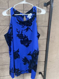 Peck & Peck Blue Black Sleeveless Blouse Top XL