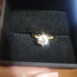 1 Ctw 6 Prong Gold Plated Moissanite Ring Size 7