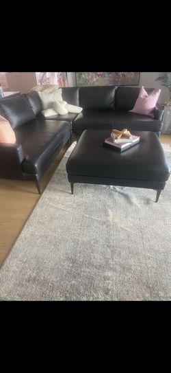 Leather Couch And Ottoman Set - New Condition. 