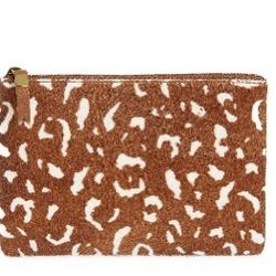 Madewell Genuine Calf Hair Leather Pouch Clutch NWT 