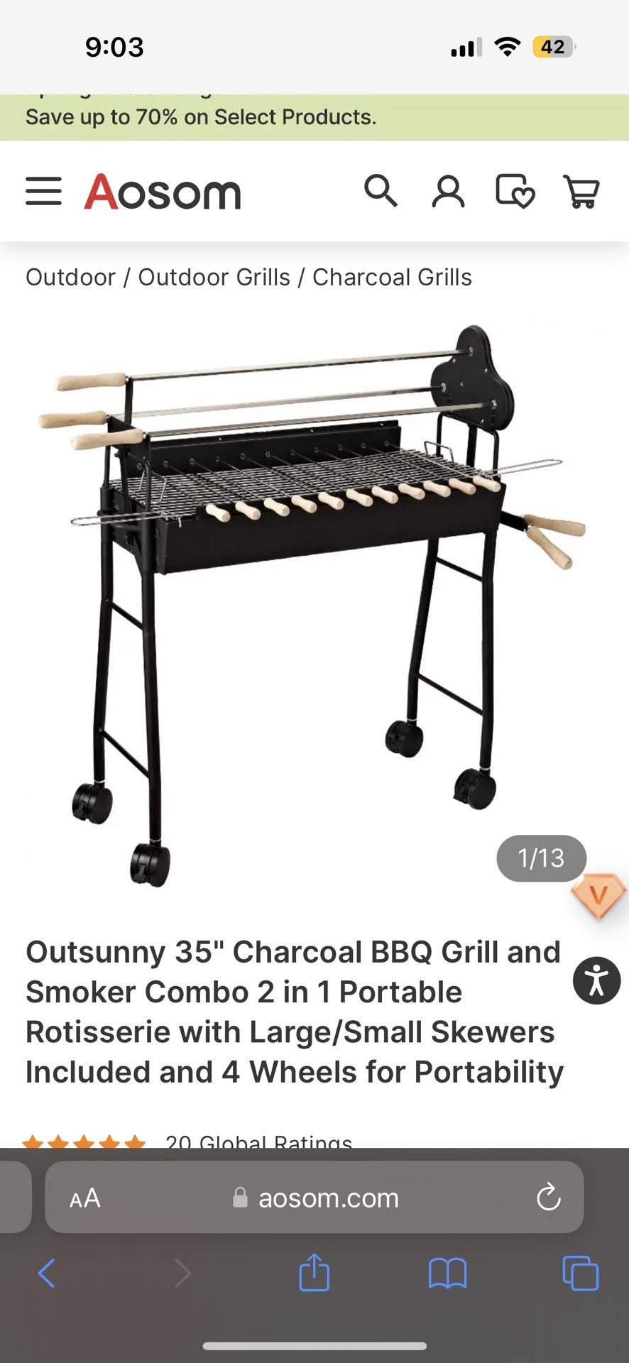 NIB Out sunny Portable Grill And Rotisserie 