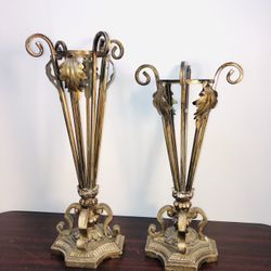 2 VTG Candle Holders Wrought Iron 
