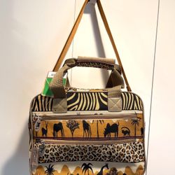 Pioneer Express Canvas Travel Bag Carry On - Safari Pattern -12"x10"x5".