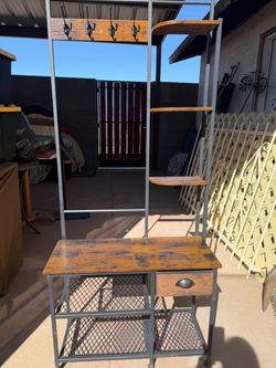 Industrial Hall Tree with Bench and Storage like New